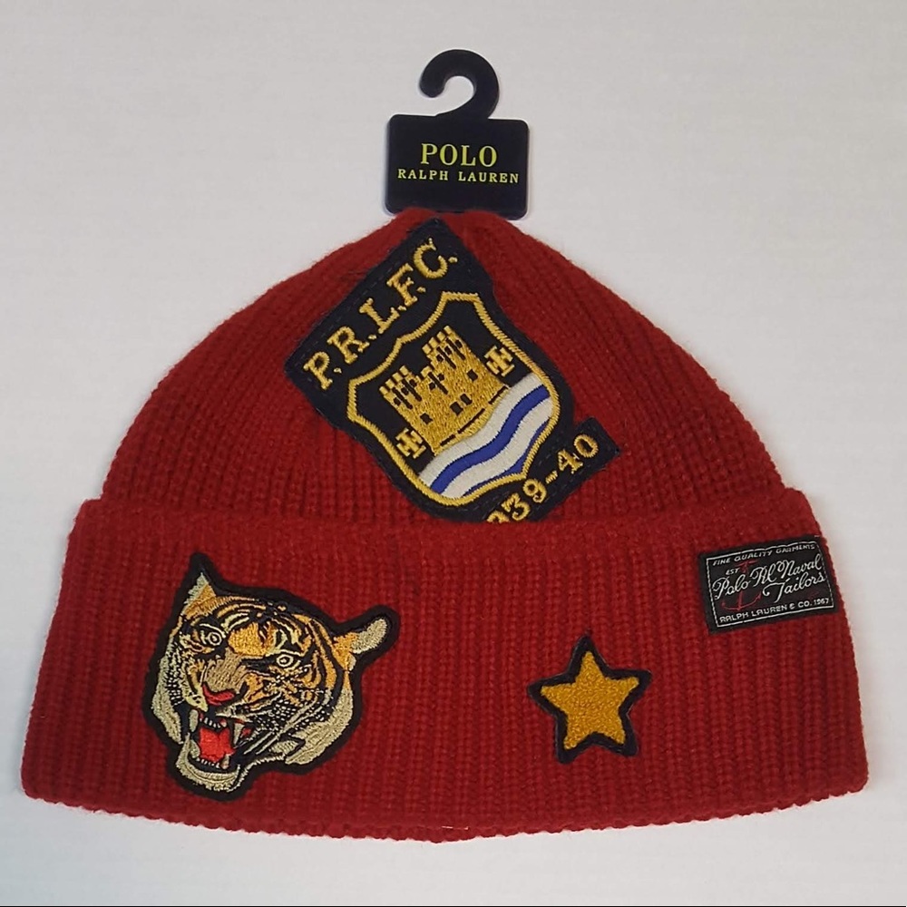 Polo Ralph Lauren Red Tiger Patch Skully/ Beanie